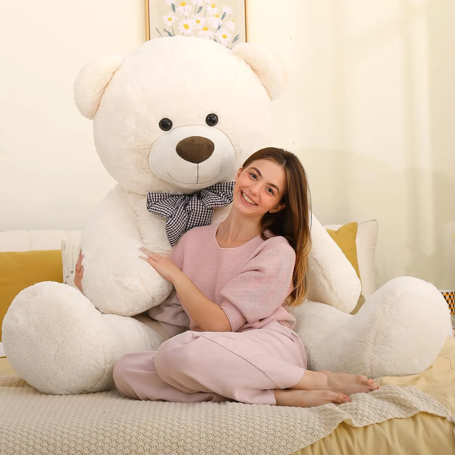 Life Size Teddy Bear Stuffed Toy, Brown/Beige/Pink, 6 FT