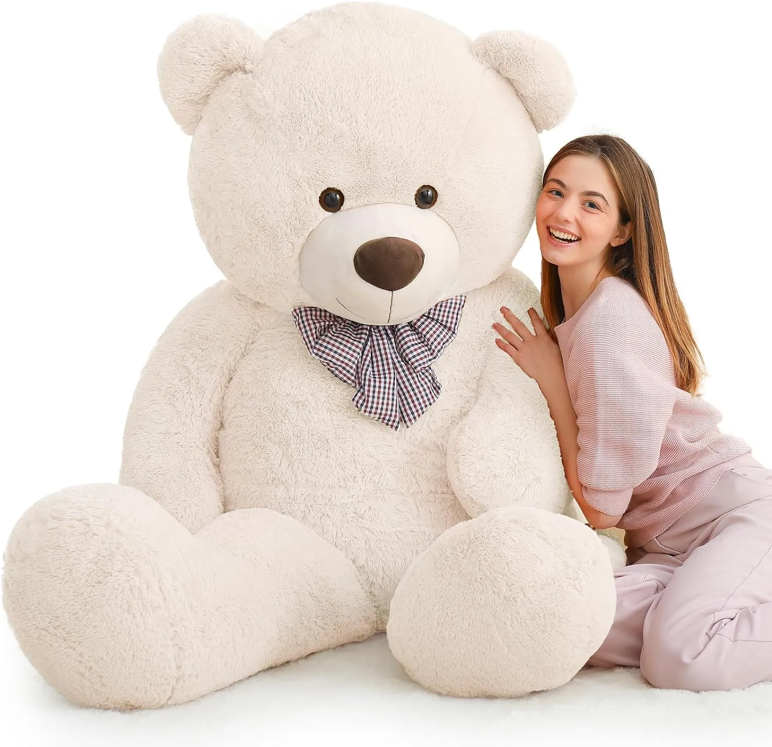 Life Size Teddy Bear Stuffed Toy, Brown/Beige/Pink, 6 FT