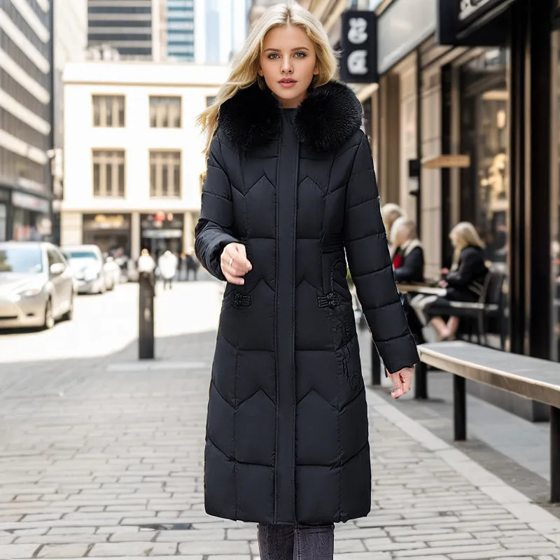 Long Coat With Thickened Fur Collar