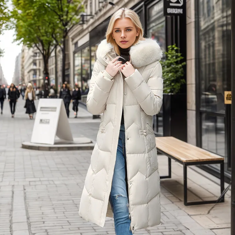 Long Coat With Thickened Fur Collar