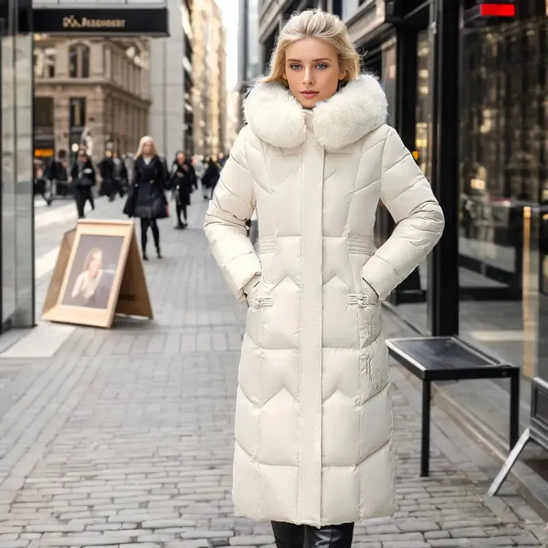 Long Coat With Thickened Fur Collar