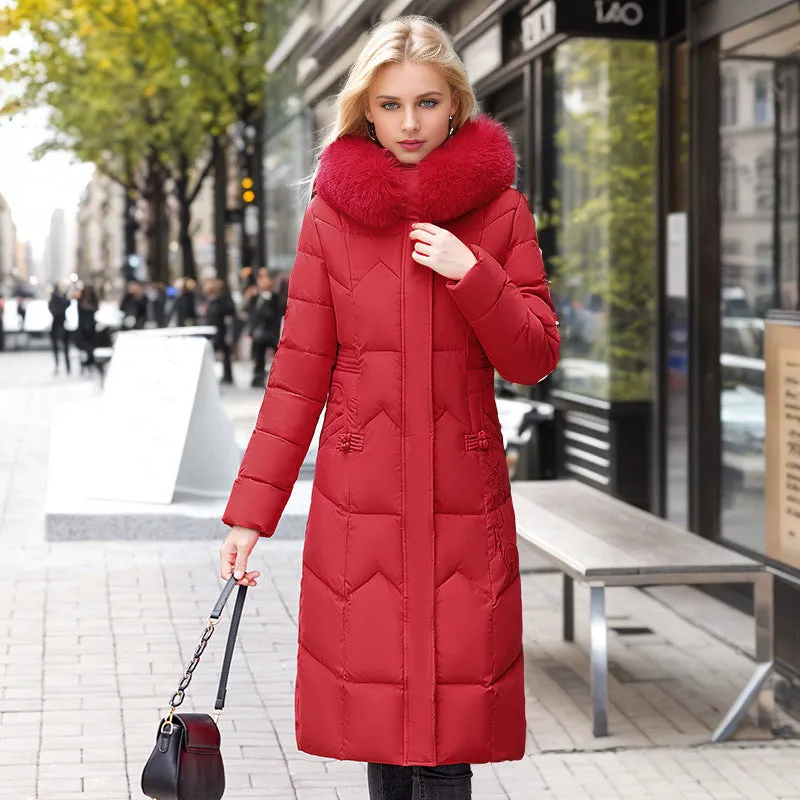 Long Coat With Thickened Fur Collar