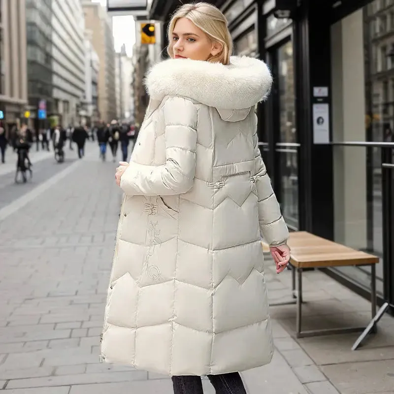 Long Coat With Thickened Fur Collar