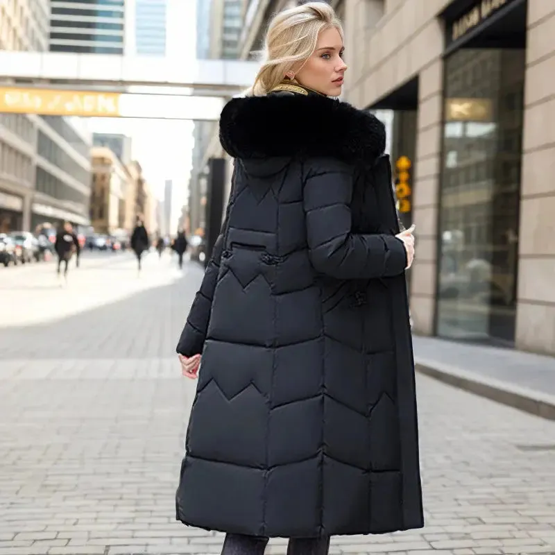 Long Coat With Thickened Fur Collar