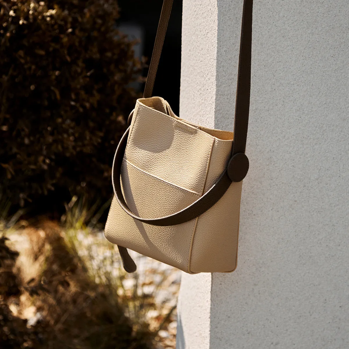 Luxe Ivory Leather Bucket Bag