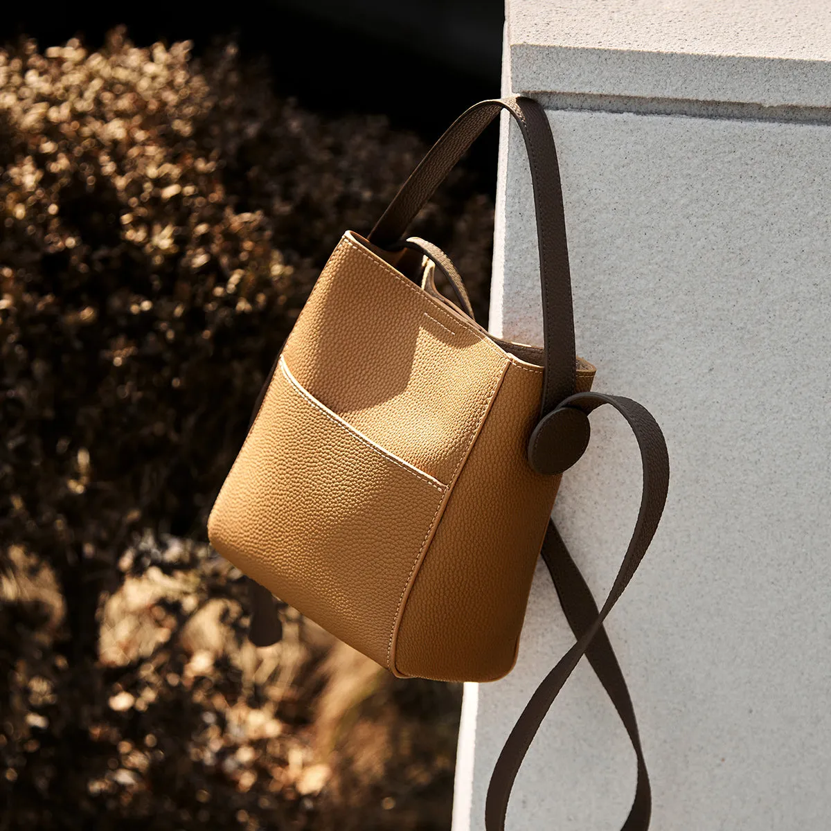 Luxe Ivory Leather Bucket Bag