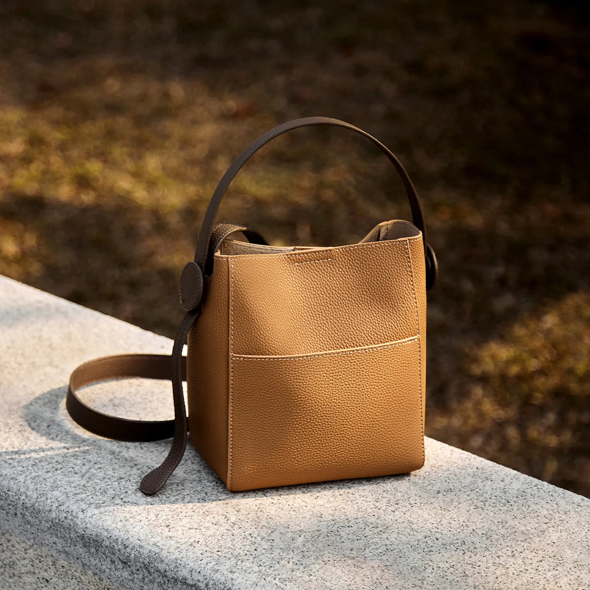 Luxe Ivory Leather Bucket Bag