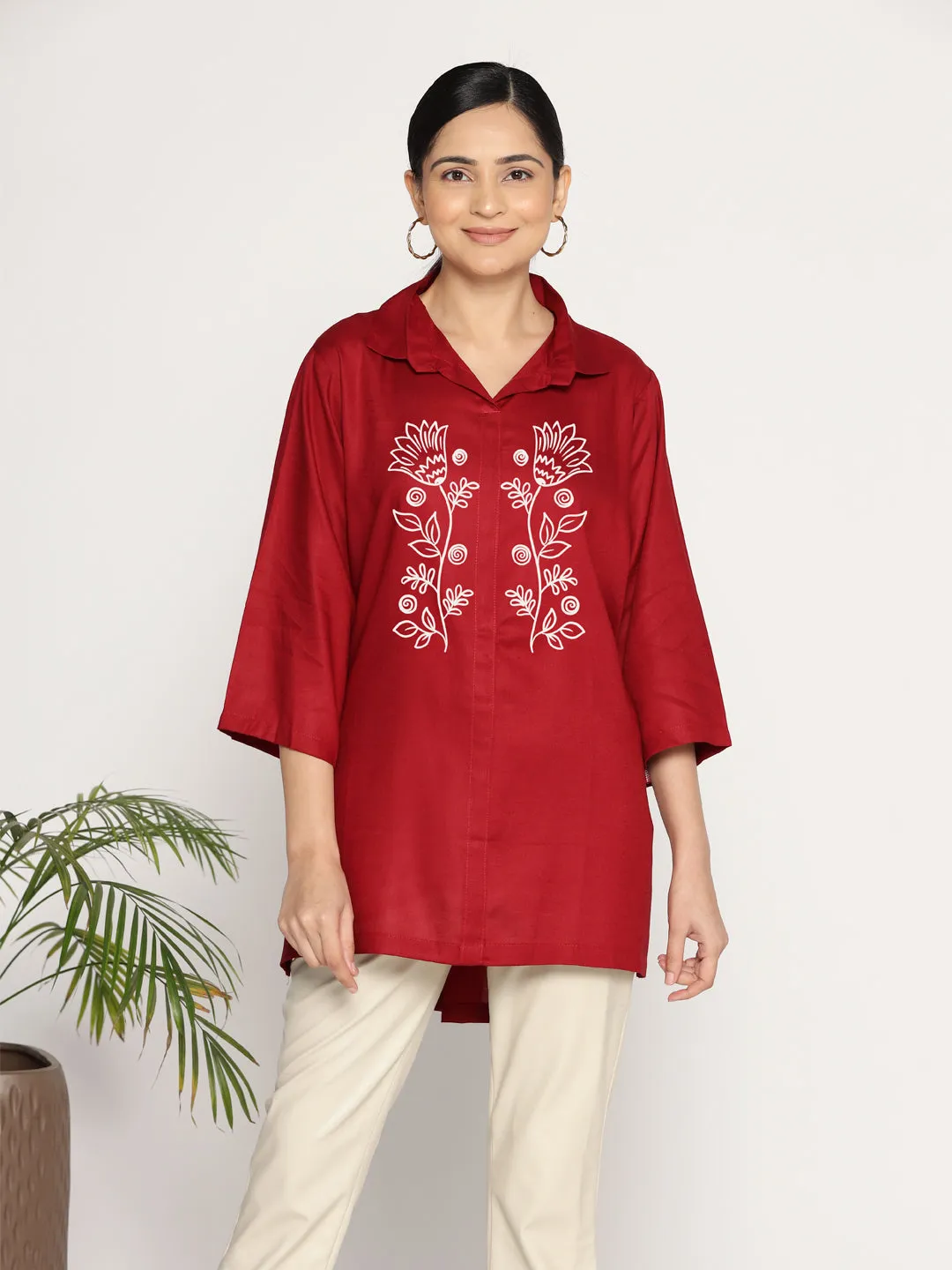 Maroon Rayon ShirtTop - Sieste