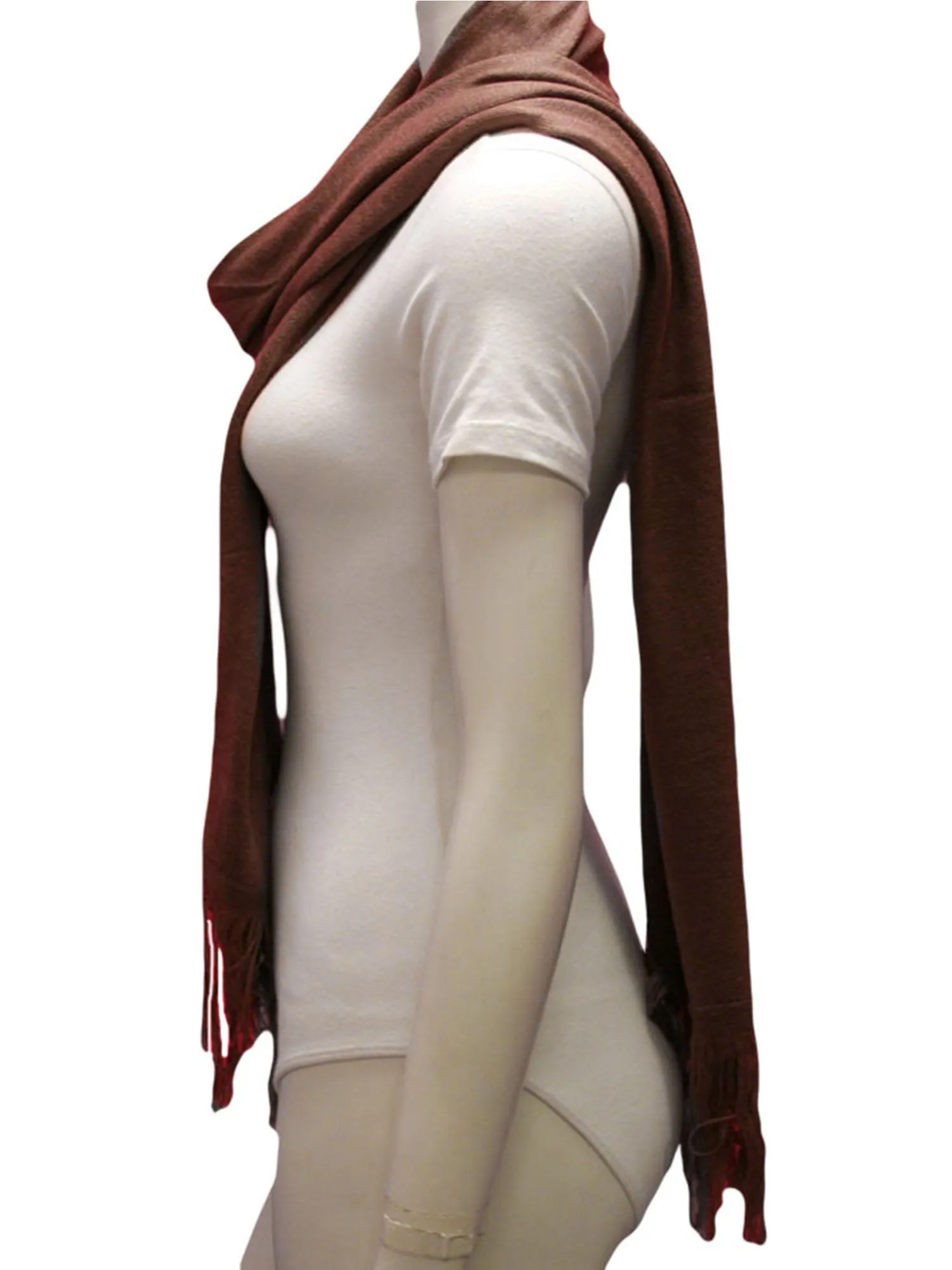 Mauve Long Unisex Simple Neck Scarf With Fringe