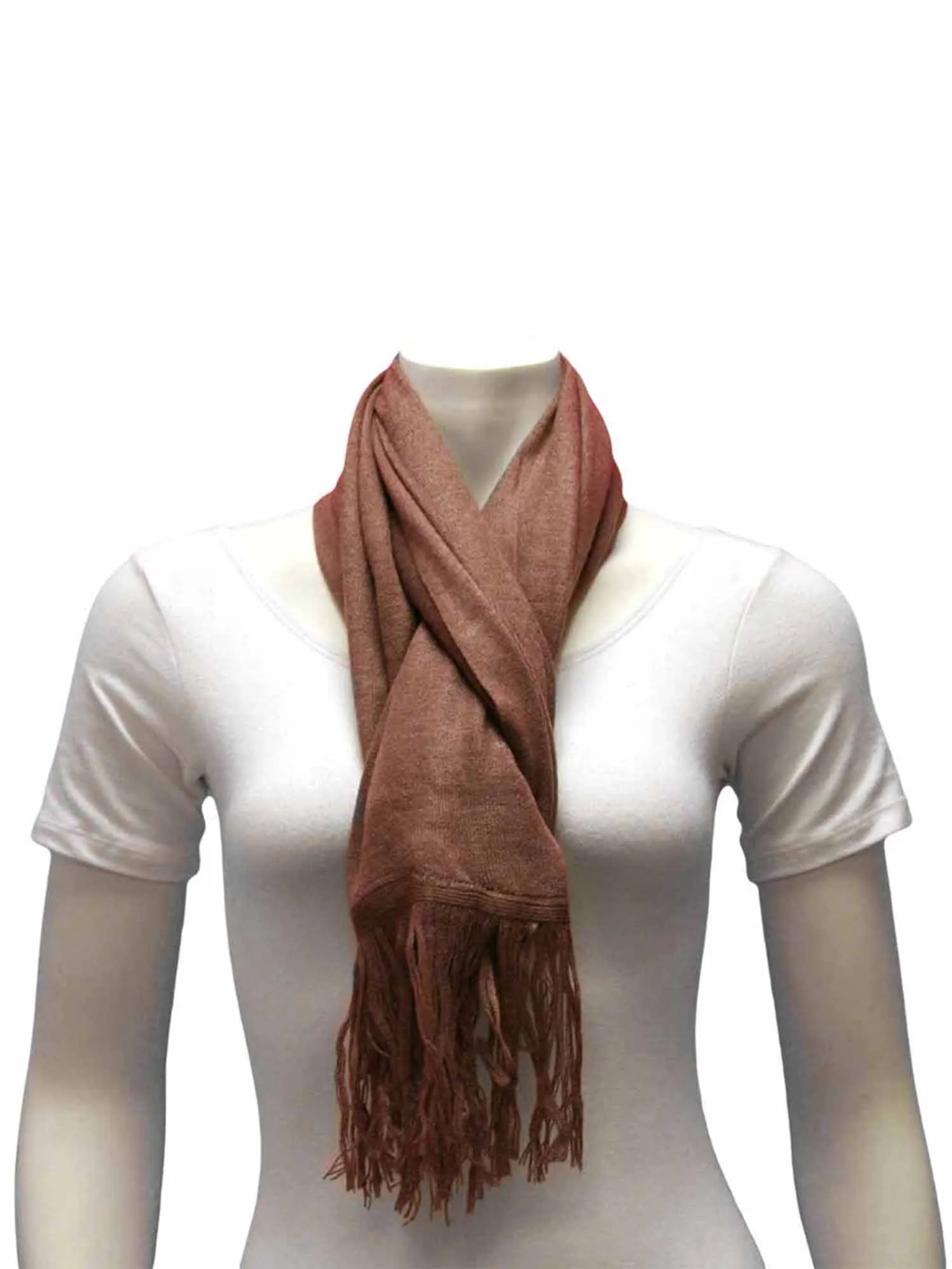 Mauve Long Unisex Simple Neck Scarf With Fringe