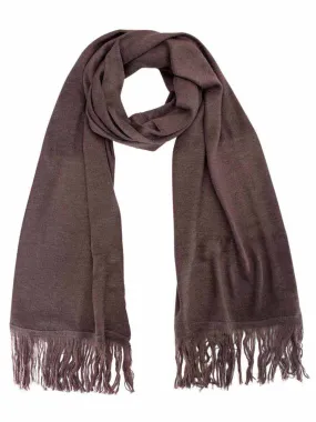 Mauve Long Unisex Simple Neck Scarf With Fringe