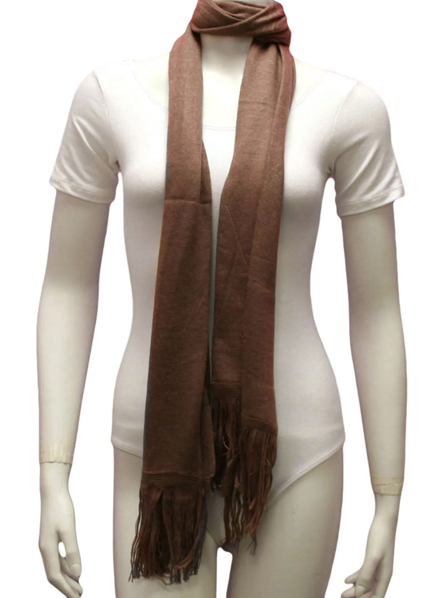 Mauve Long Unisex Simple Neck Scarf With Fringe