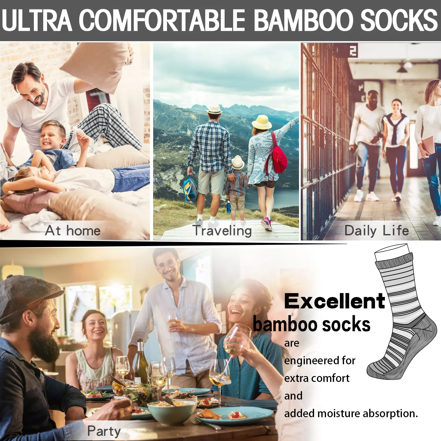 MD 6 Pairs Bamboo Cute Argyle Colourful Dress Socks