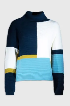 Md'M Colour Block Polo Neck Sweater