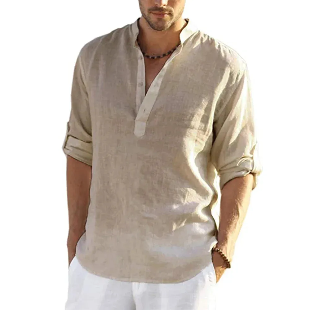 Men's Linen Hemp Long Sleeve Shirt