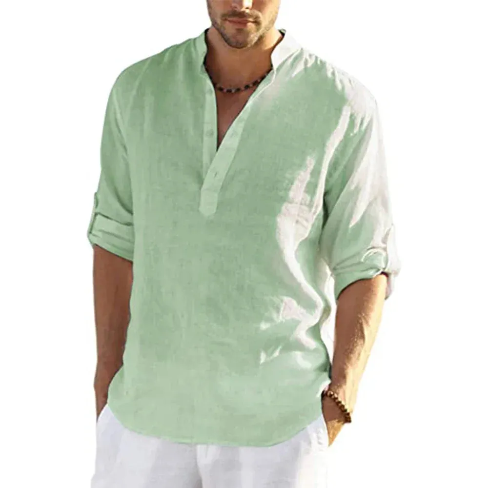 Men's Linen Hemp Long Sleeve Shirt