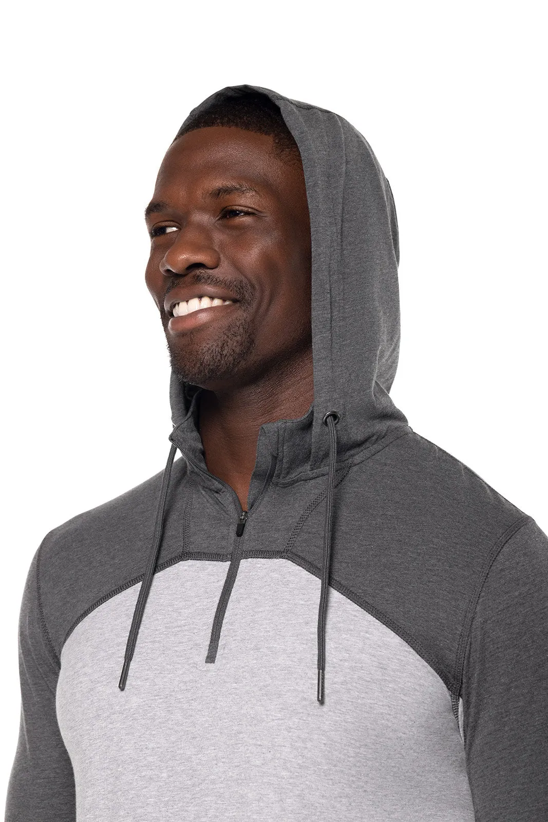 Men's LumaLeo Quarter-Zip Hoodie | Grey Colorblock