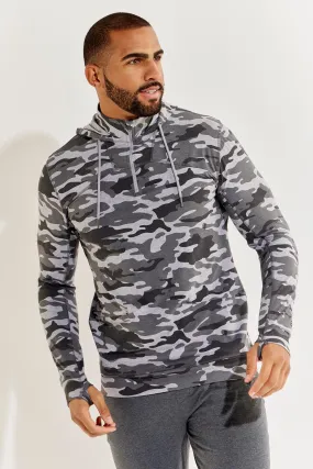 Men's LumaLeo Quarter-Zip Hoodie  |  Grey Modern Camo