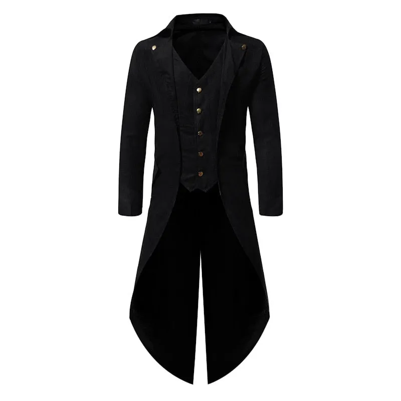 Men's Party Nightclub Irregular Tuxedo Single Breasted Long Sleeves Slim Fit Trench Coat B2