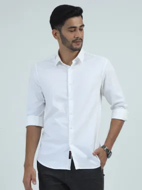 MEN'S WHITE  PLAIN SLIM FIT SHIRT