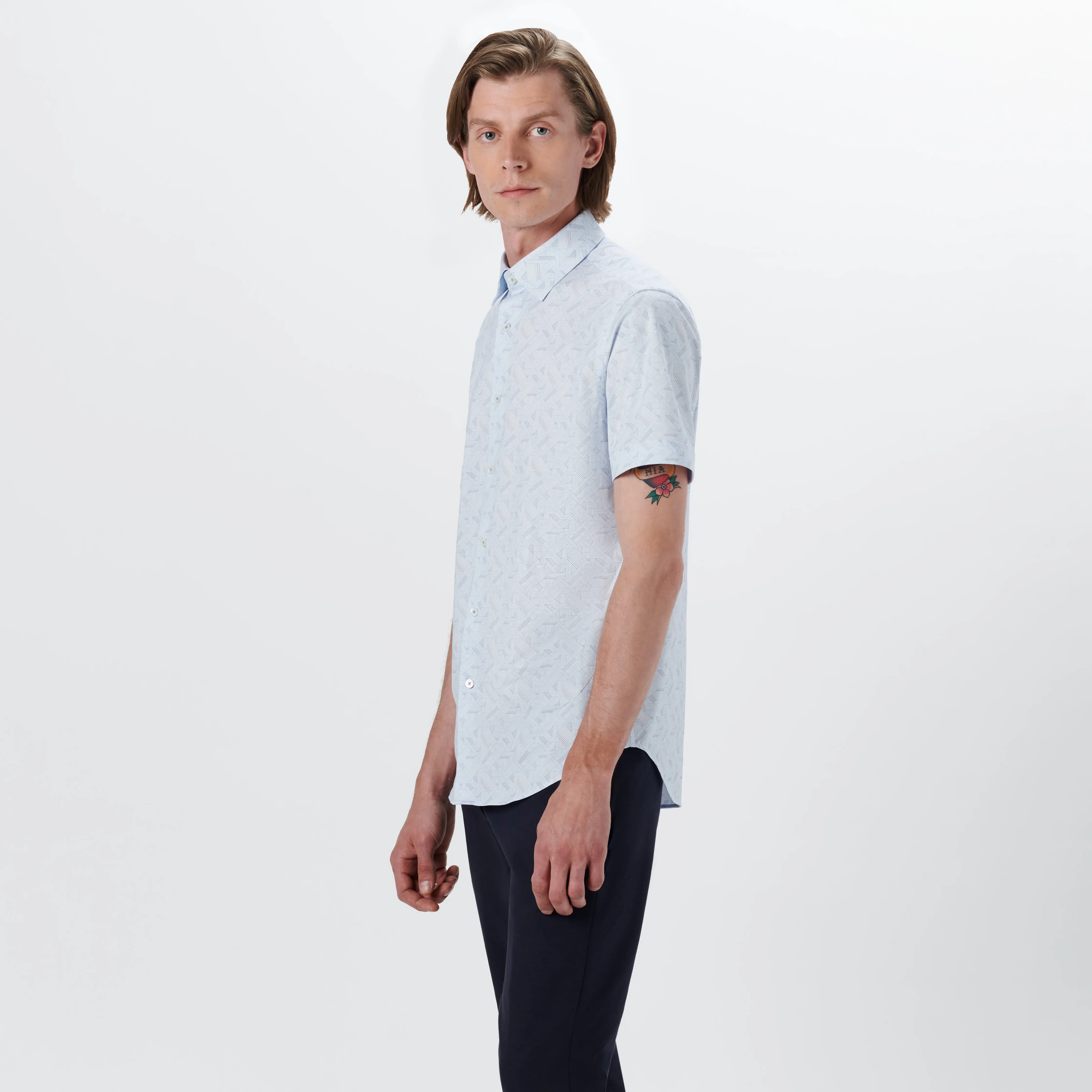 MILES Basketweave Check OoohCotton Short Sleeve Shirt