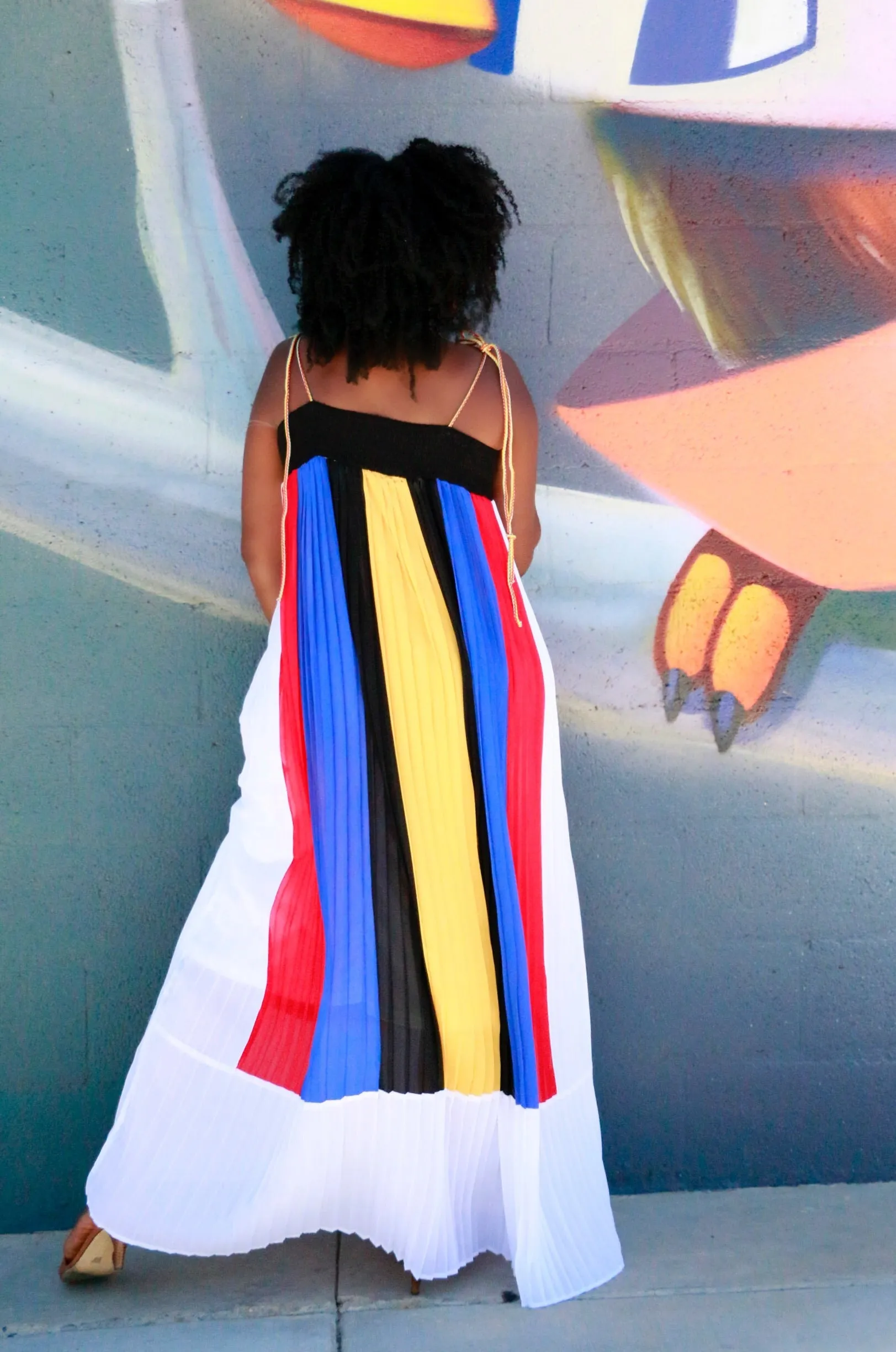 Mondrian Pleated Maxi Dress