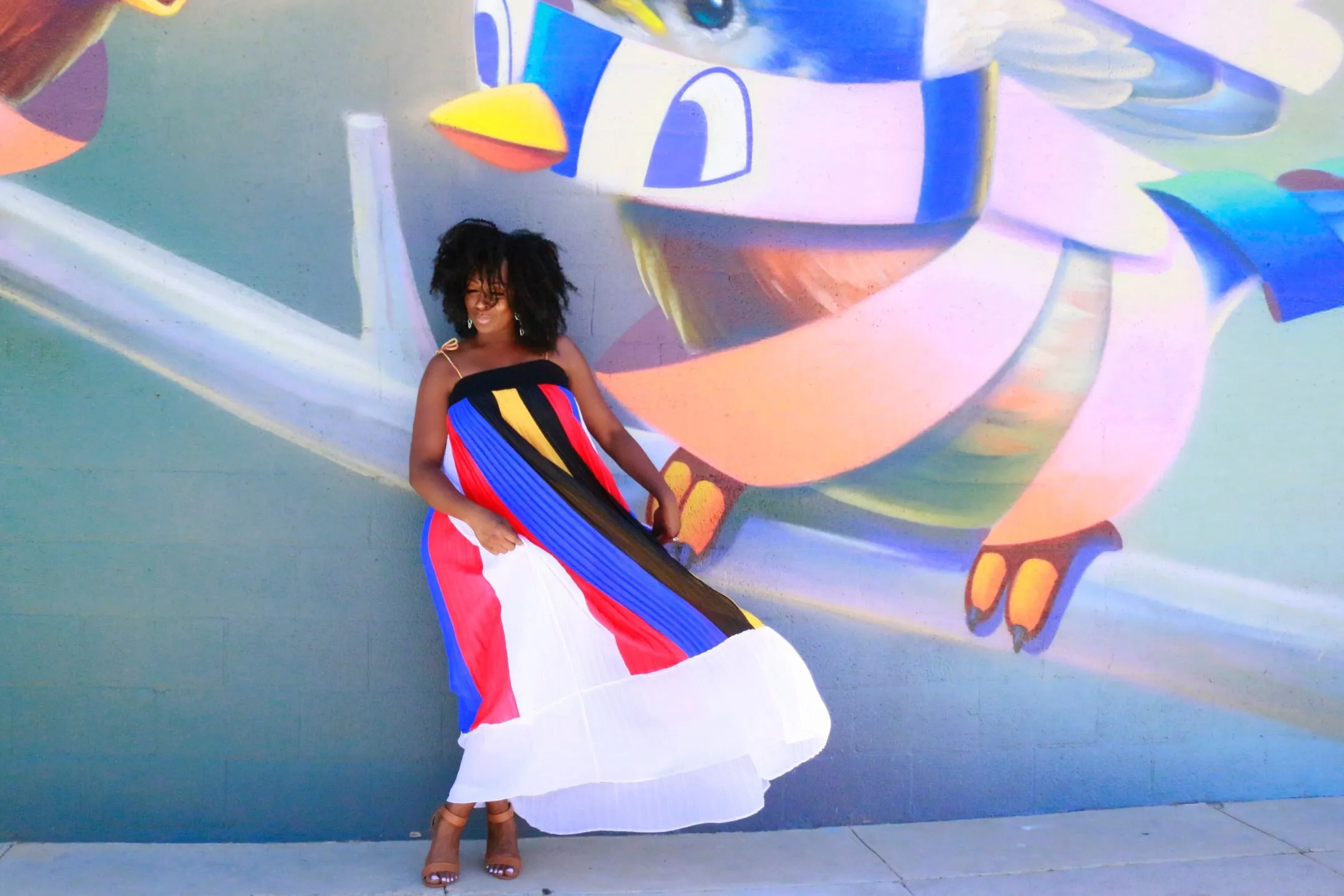 Mondrian Pleated Maxi Dress