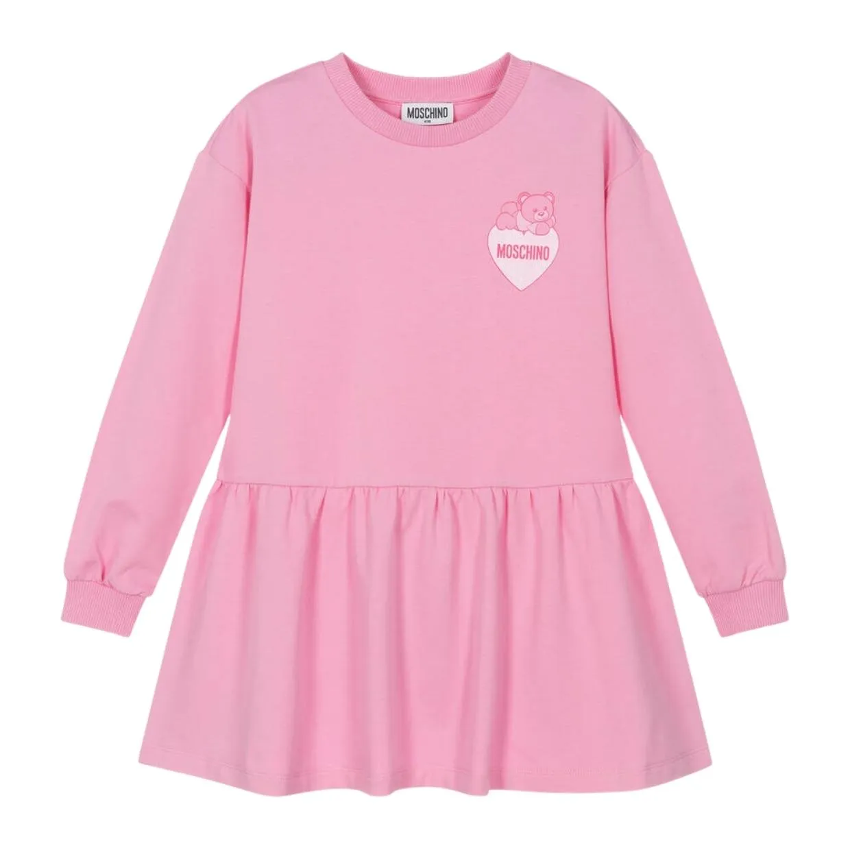 Moschino Kids Teddy Bear Heart Logo Pink Sweat Dress