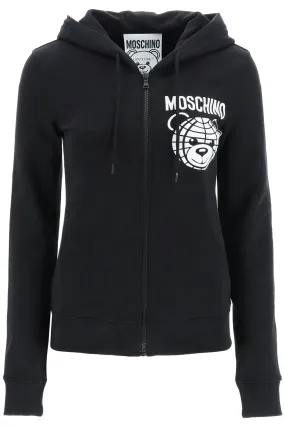 Moschino zip-up hoodie with teddy print