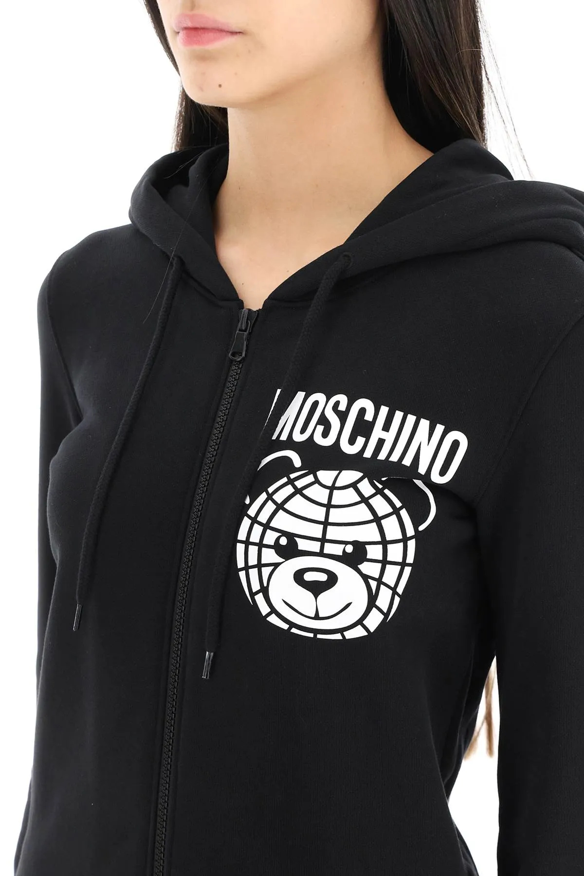 Moschino zip-up hoodie with teddy print