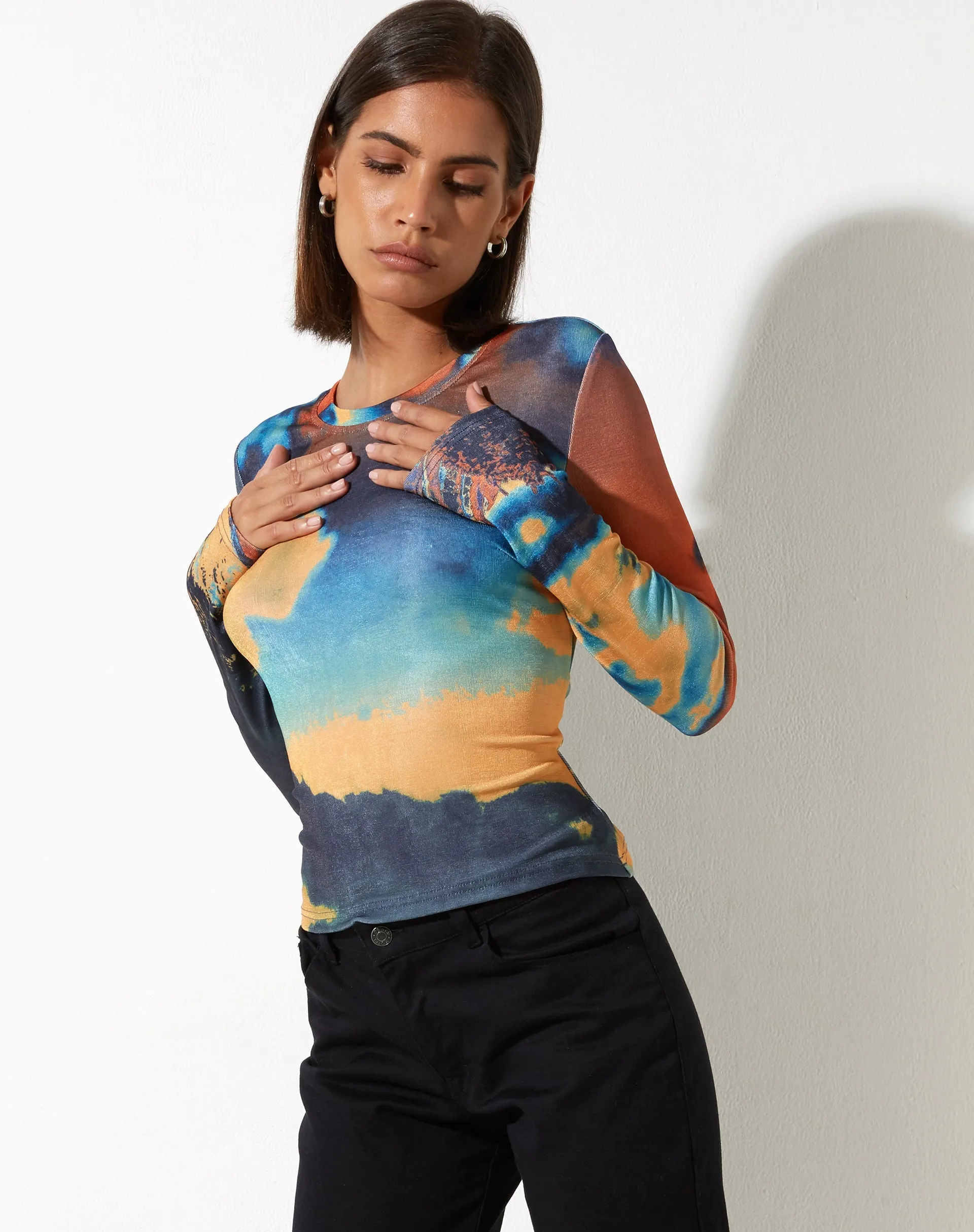 Narita Long Sleeve Top in Heat Map