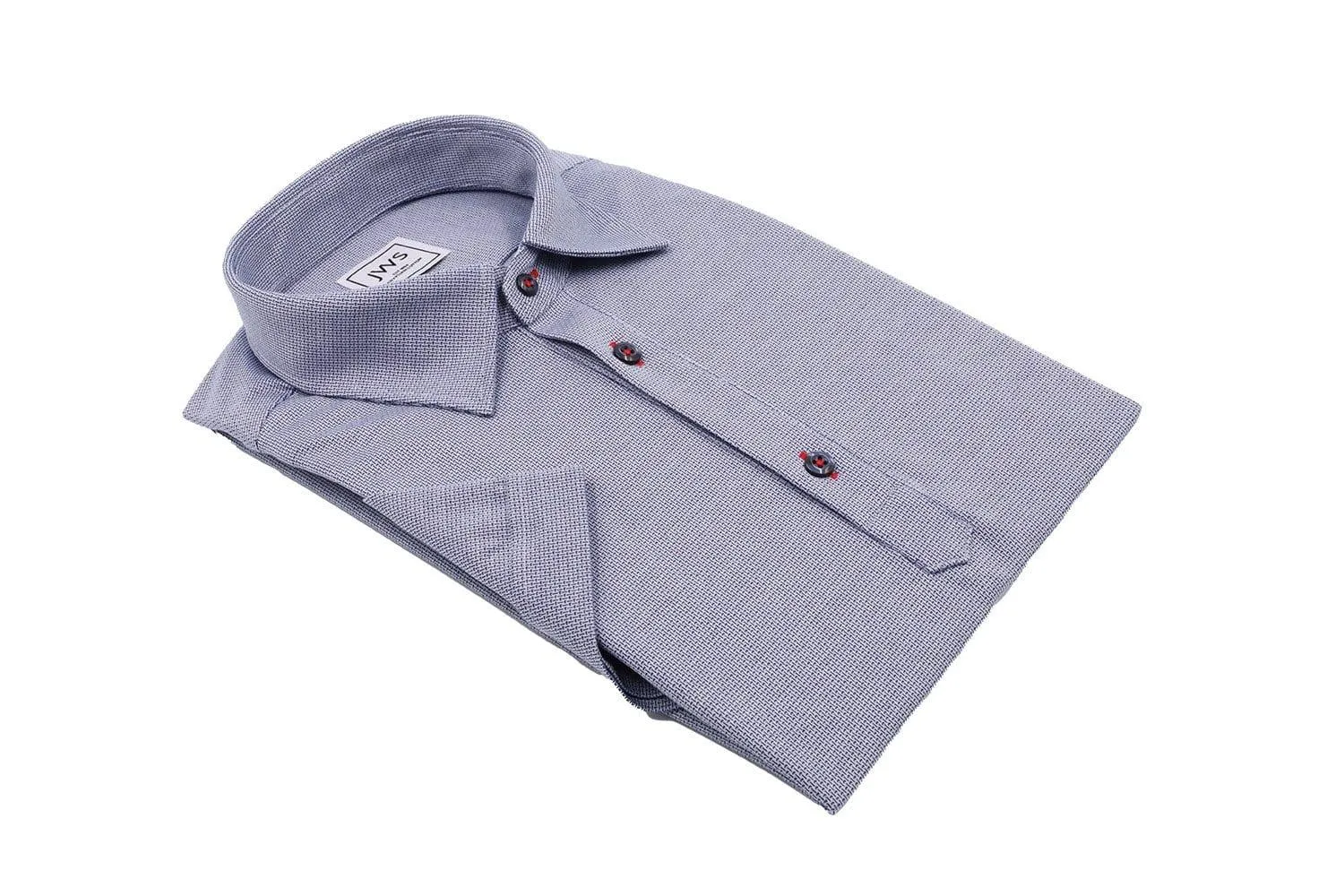 Navy and White Micro Design Jacquard Polo Shirt