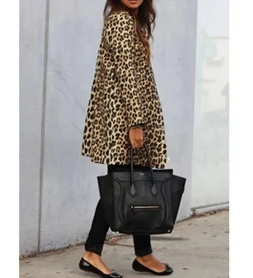 New Women's Leopard Print Sexy Wild Casual Long Trench Coat 005358709