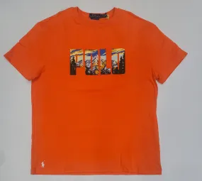 Nwt Polo Ralph Lauren Orange Embroidered Mountain Spellout Patch Classic Fit Tee