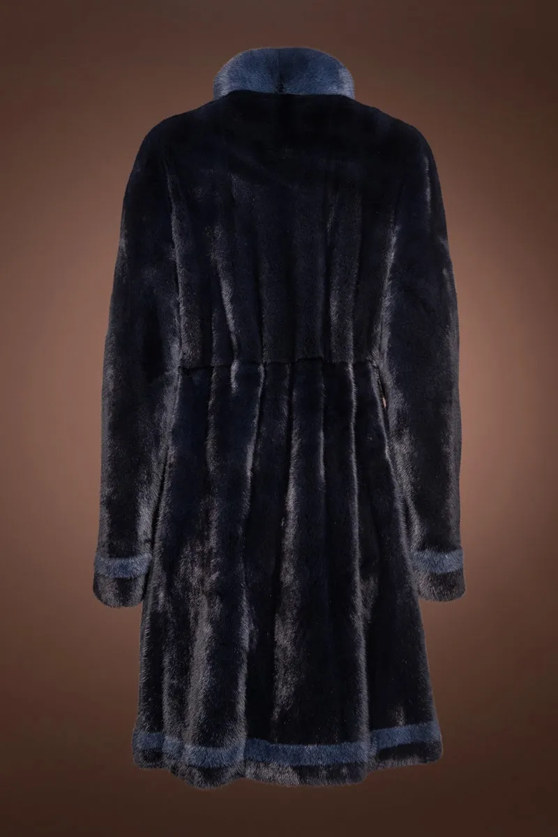 Ocean & Navy Blue Mink Fur Coat