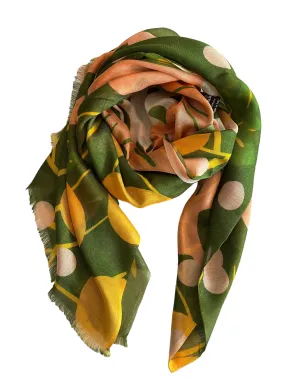 Olive Green Floral Scarf - Clay Ochre -Luxury Modal