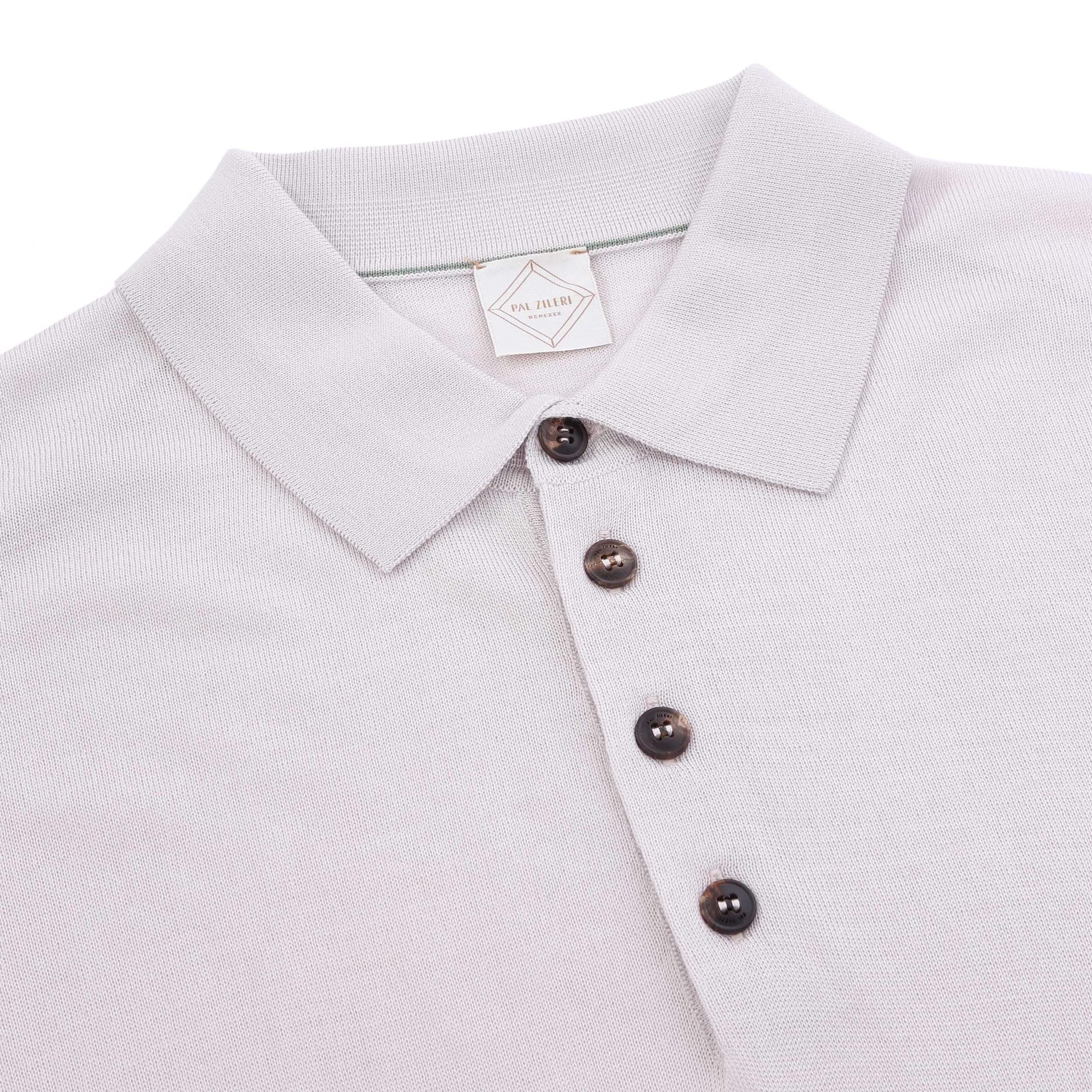 Pal Zileri 3 Button Knitted Polo Shirt in Pale Lilac