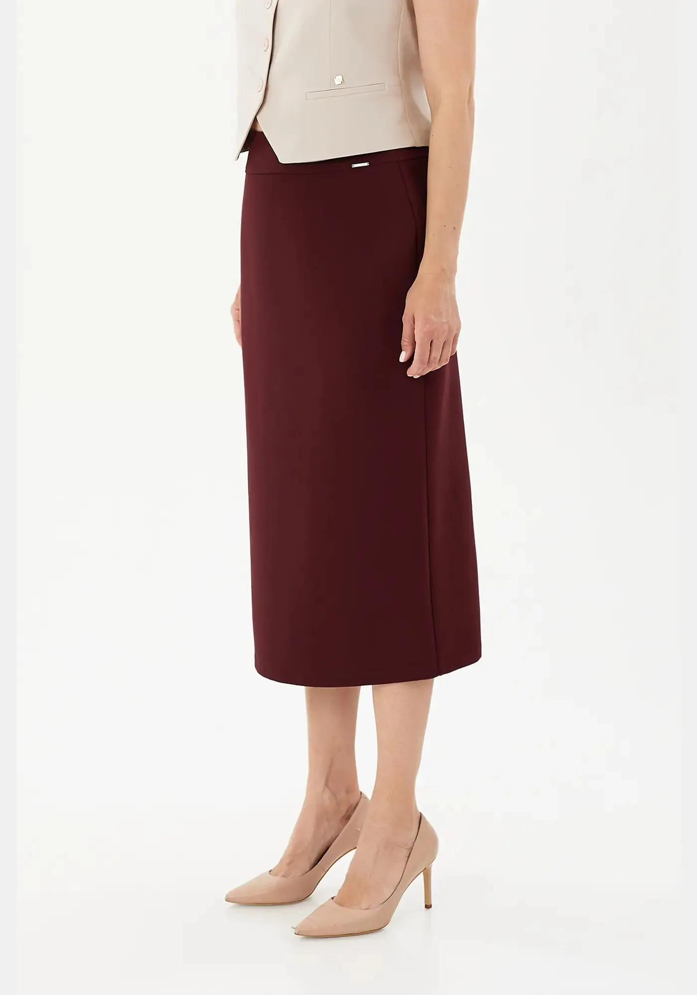 Plus and Regular Size Classic Pencil Midi Skirt