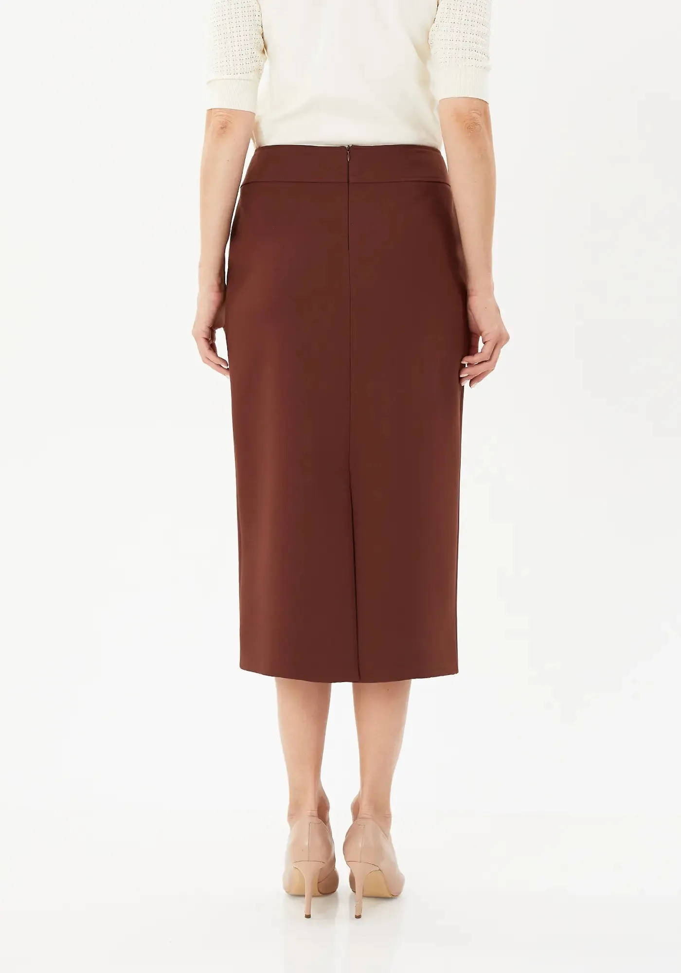 Plus and Regular Size Classic Pencil Midi Skirt