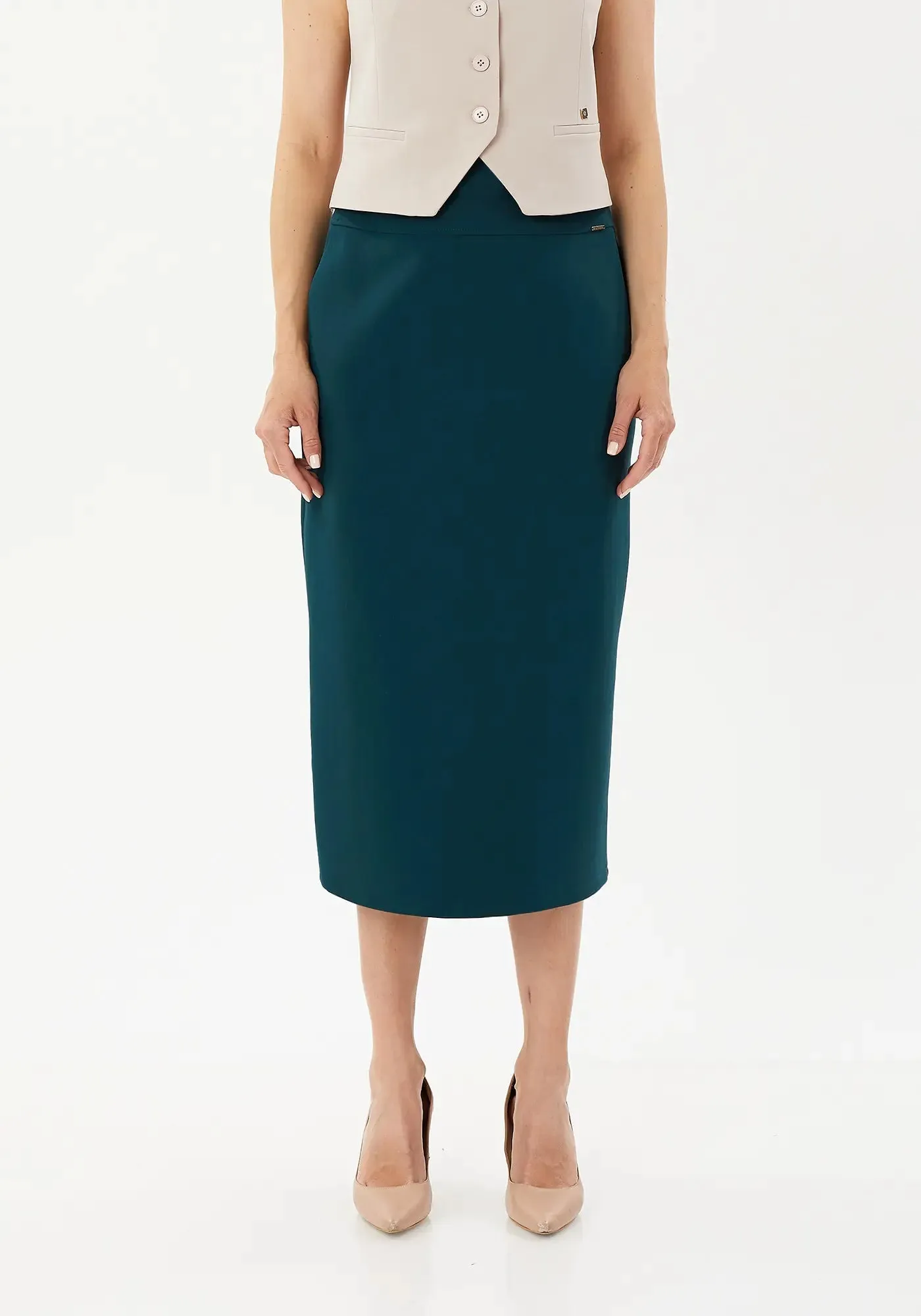 Plus and Regular Size Classic Pencil Midi Skirt