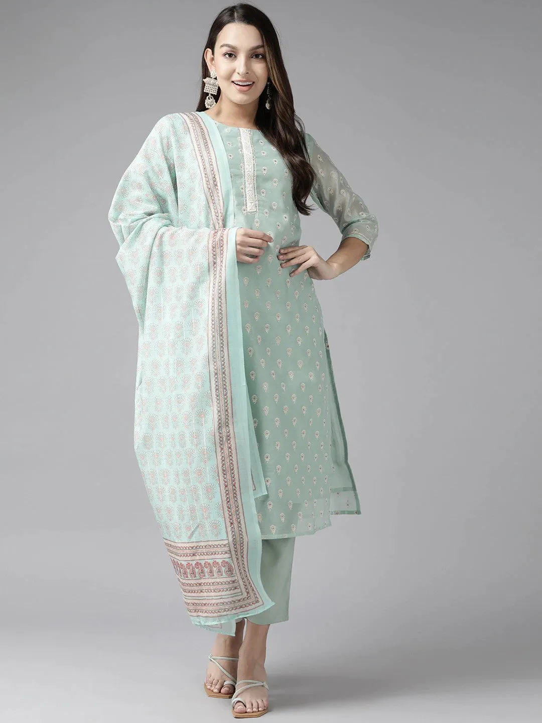 Printed Gotta Patti Dupatta Set