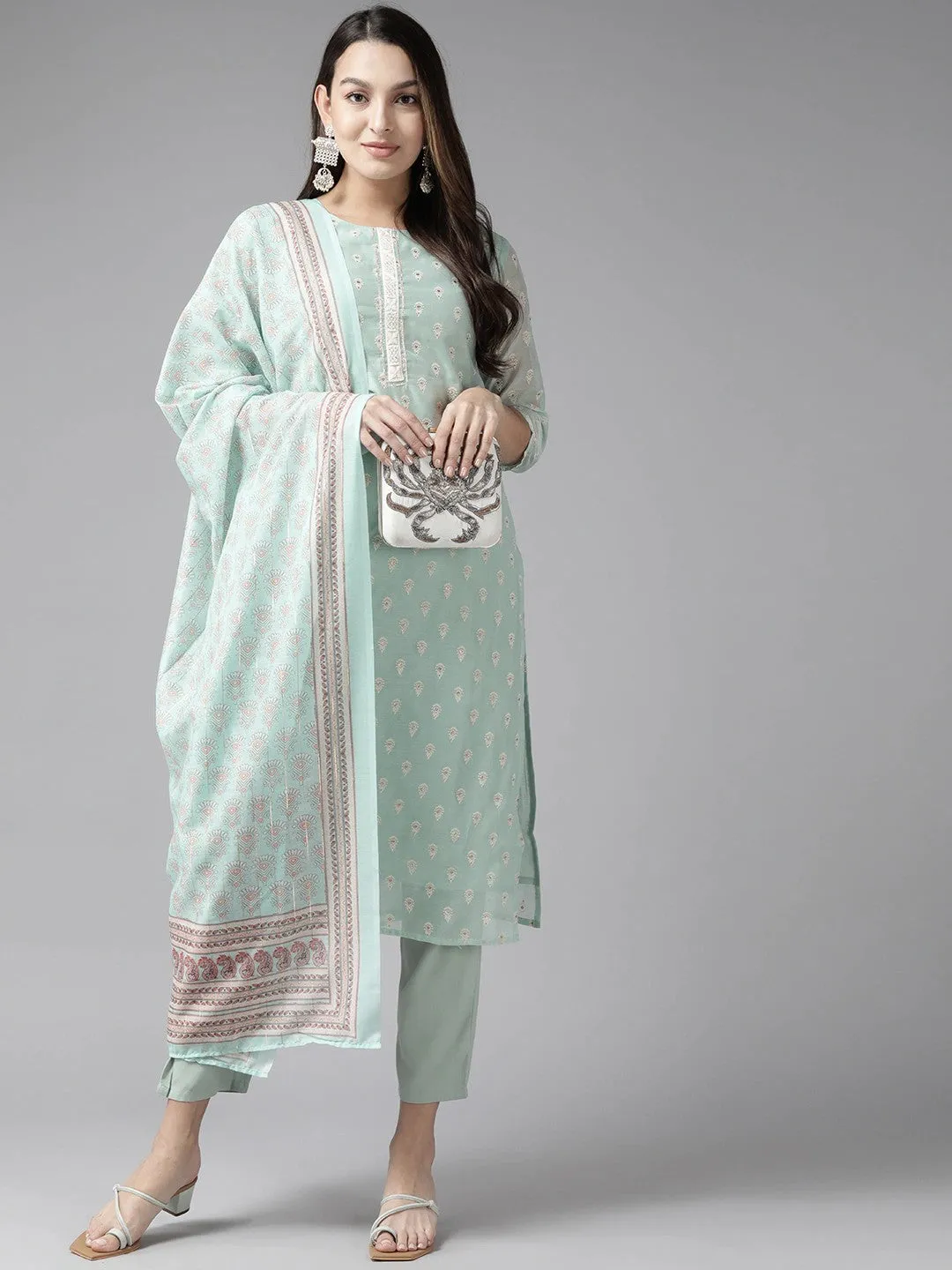 Printed Gotta Patti Dupatta Set