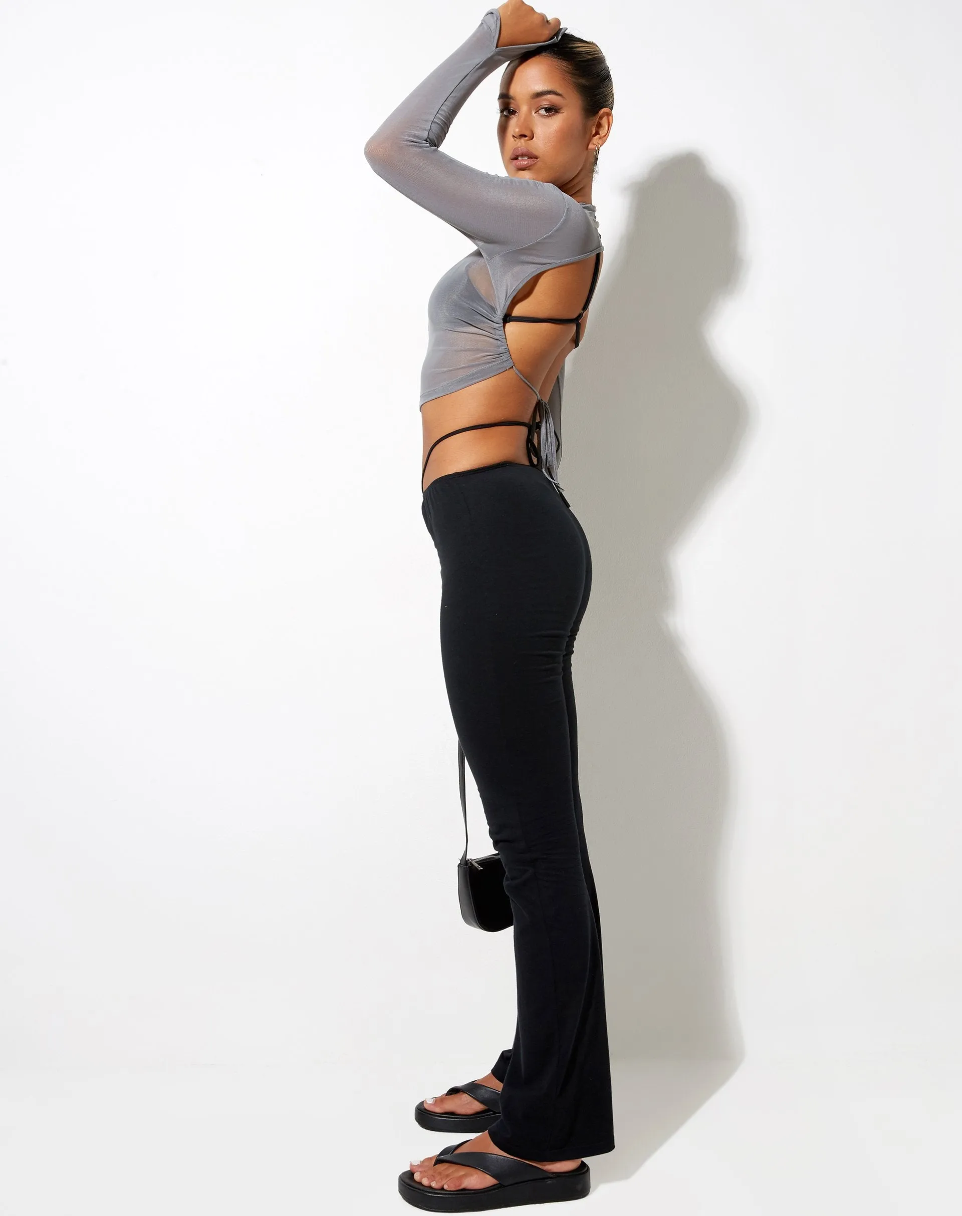 Quelia Crop Top in Mesh Grey