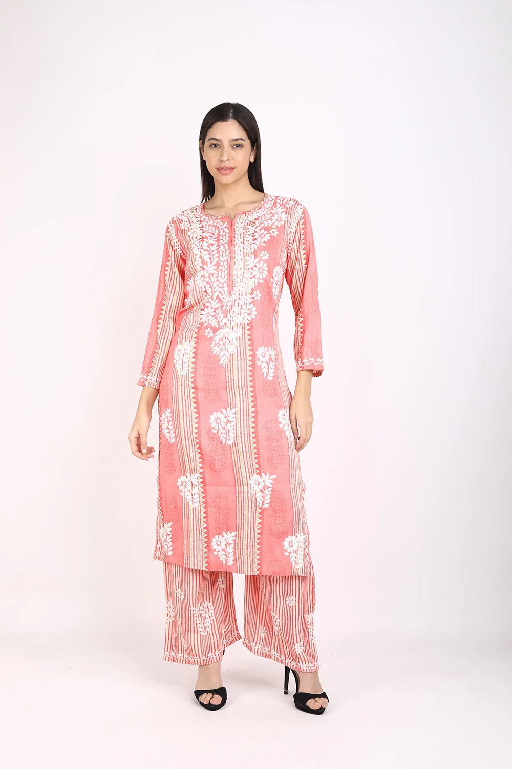 Rahi Slub Cotton Chikankari Co-ord Set