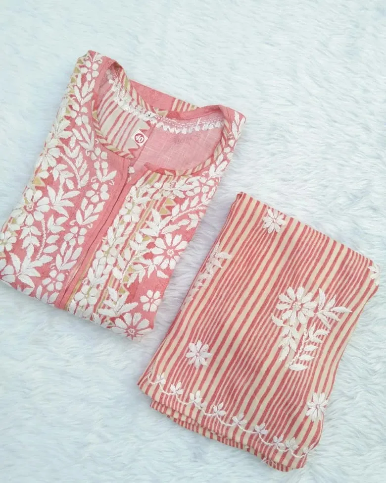 Rahi Slub Cotton Chikankari Co-ord Set