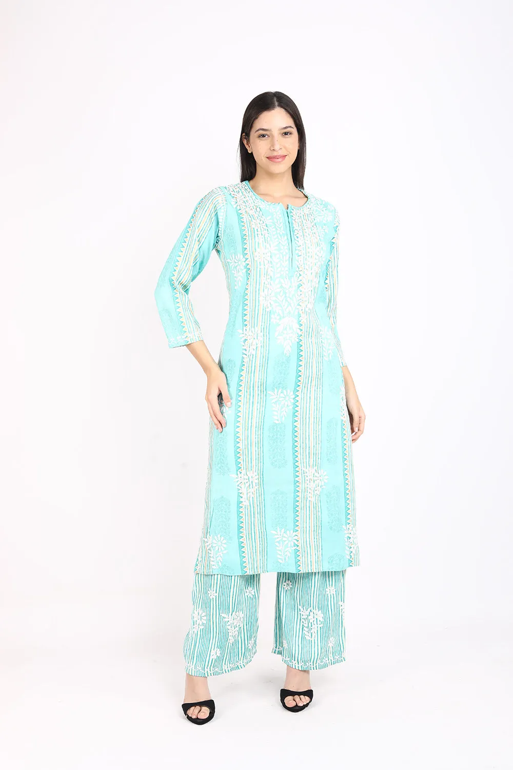 Rahi Slub Cotton Chikankari Co-ord Set