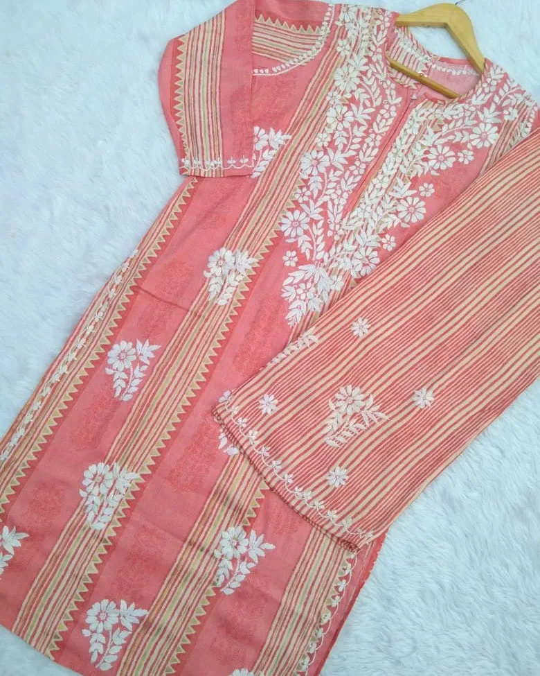 Rahi Slub Cotton Chikankari Co-ord Set