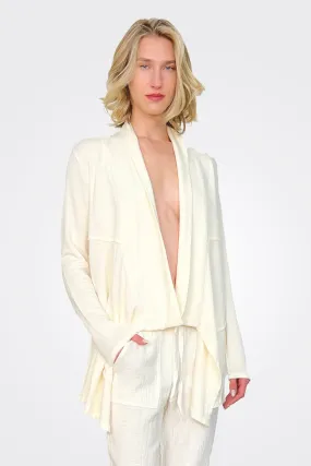 Raw Edge Draped Cardigan - Macadamia