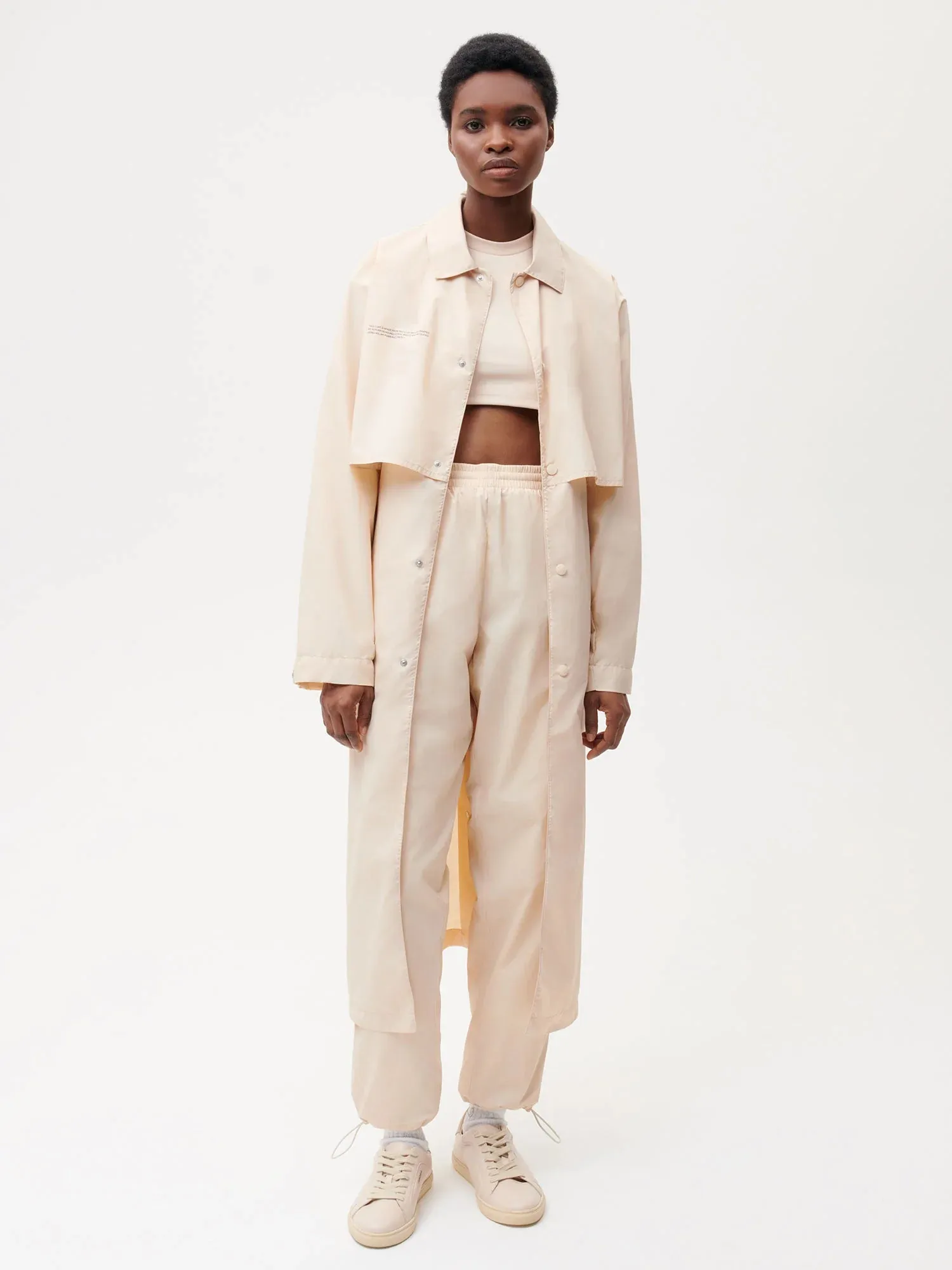 Recycled Nylon Trench Coat—sand