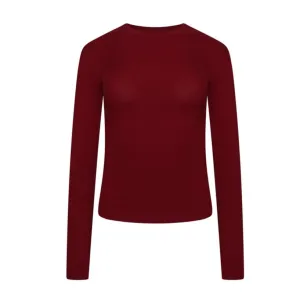 Ribbed Modal Long Sleeved Tshirt- Cherry